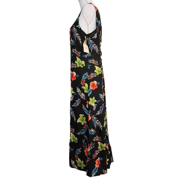 NEW! Deadstock 90s sz 14 Black Maxi Tropical Vacation Corset Back Dress Sundress - Picture 4 of 7